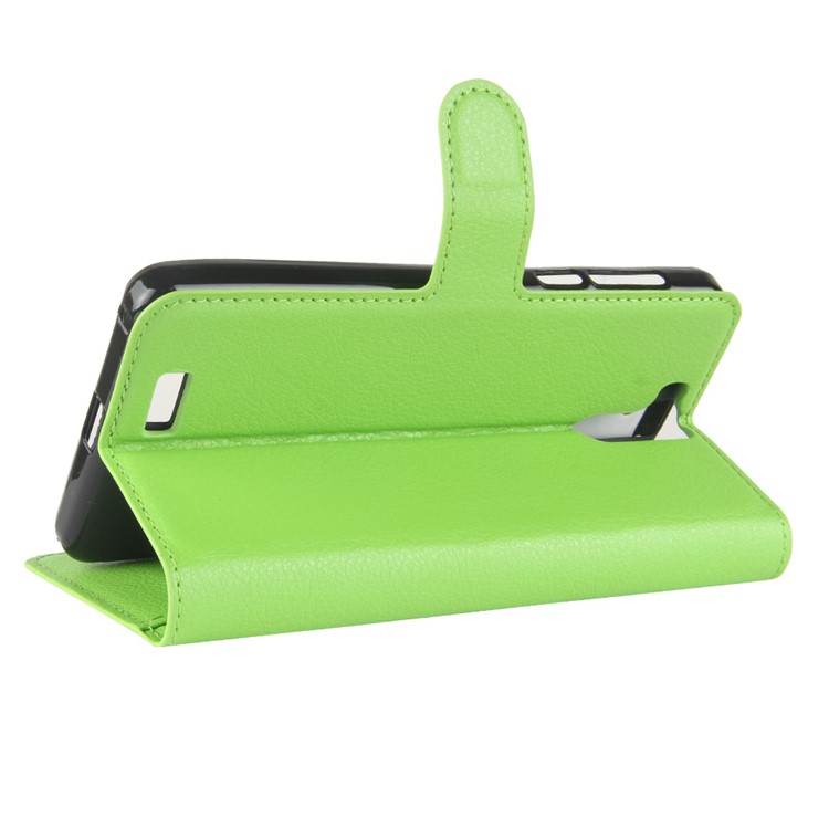 Litchi Skin Wallet Leather Cell Phone Case for Oukitel K6000 Pro - Green-5