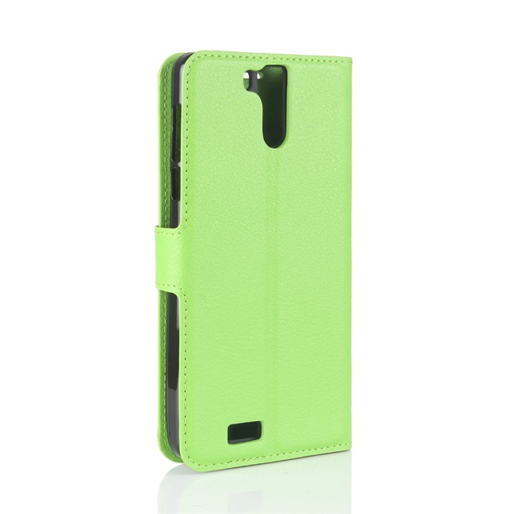 Litchi Skin Wallet Leather Cell Phone Case for Oukitel K6000 Pro - Green-6