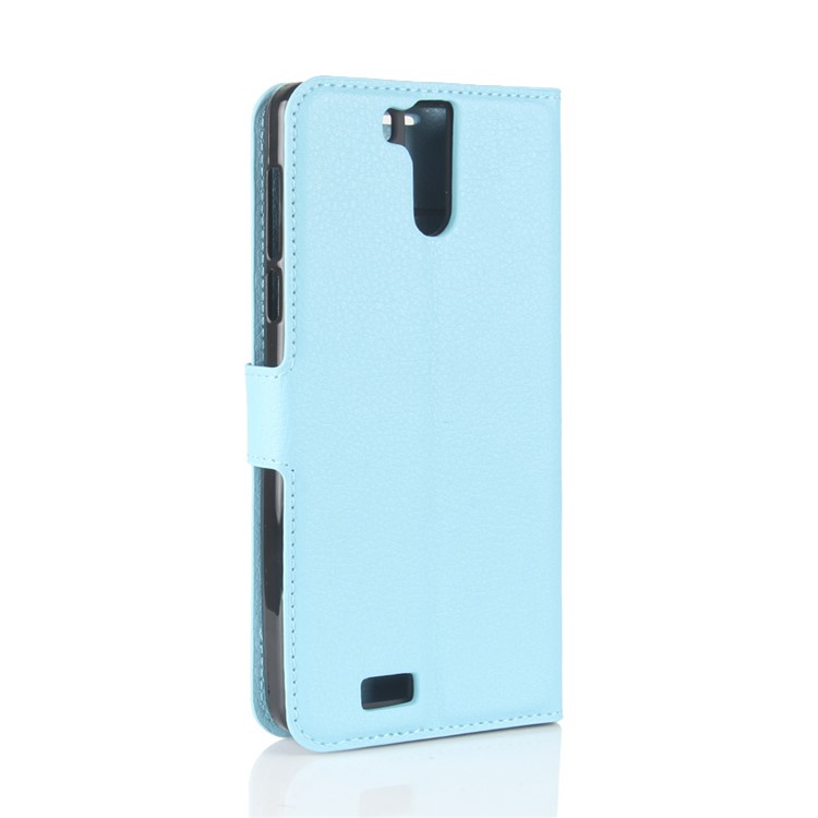 Litchi Skin PU Leather Stand Case for Oukitel K6000 Pro - Baby Blue-6