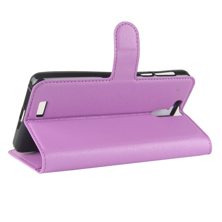 Litchi Skin Wallet Leather Case with Stand for Oukitel K6000 Pro - Purple-5