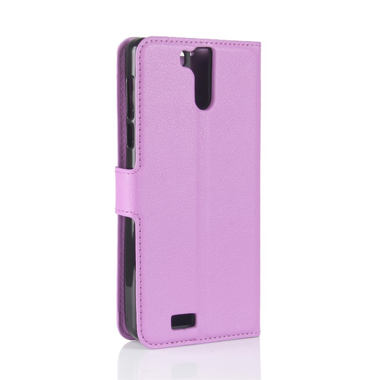 Litchi Skin Wallet Leather Case with Stand for Oukitel K6000 Pro - Purple-6