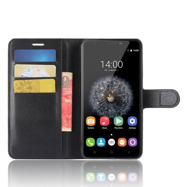 Litchi Texture Wallet PU Leather Case for Oukitel U15 Pro - Black-4