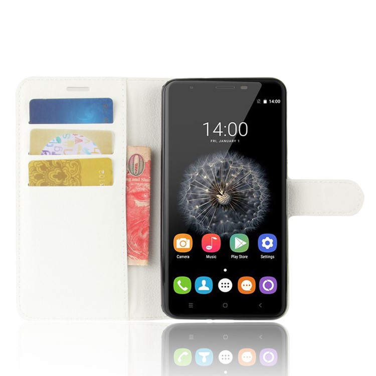 Litchi Texture Wallet PU Leather Cover for Oukitel U15 Pro - White-4
