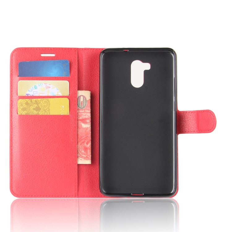 Litchi Texture Wallet PU Leather Shell for Oukitel U15 Pro - Red-3