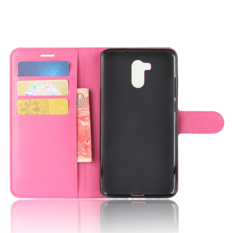Litchi Texture PU Leather Wallet Stand Phone Case for Oukitel U15 Pro - Rose-3