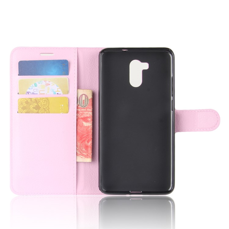 Litchi Texture PU Leather Wallet Stand Phone Cover for Oukitel U15 Pro - Pink-3
