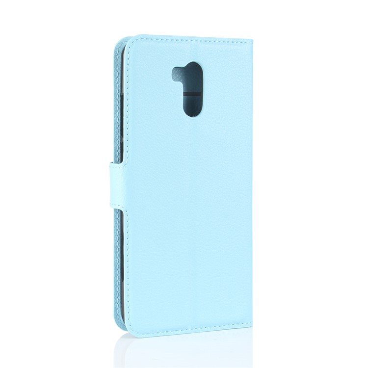 Litchi Texture Card Holder Leather Mobile Case for Oukitel U15 Pro - Blue-6