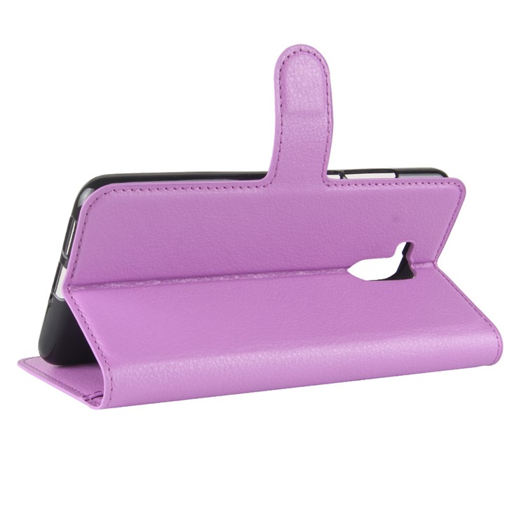 Litchi Texture Card Holder Leather Mobile Cover for Oukitel U15 Pro - Purple-5
