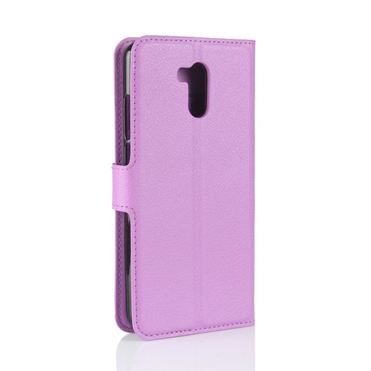 Litchi Texture Card Holder Leather Mobile Cover for Oukitel U15 Pro - Purple-6