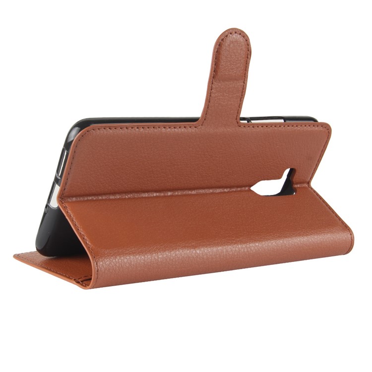 Litchi Texture Card Holder Leather Mobile Shell for Oukitel U15 Pro - Brown-5