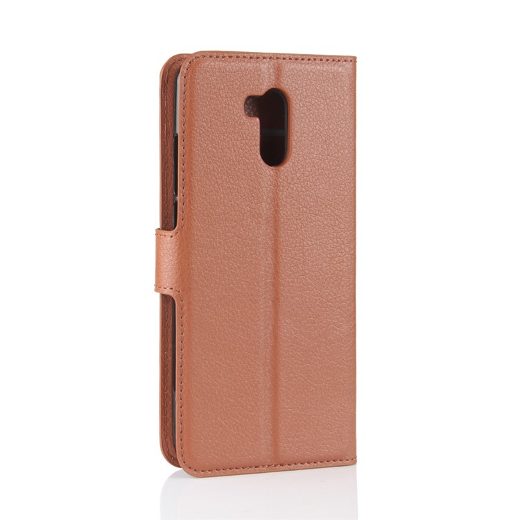 Litchi Texture Card Holder Leather Mobile Shell for Oukitel U15 Pro - Brown-6