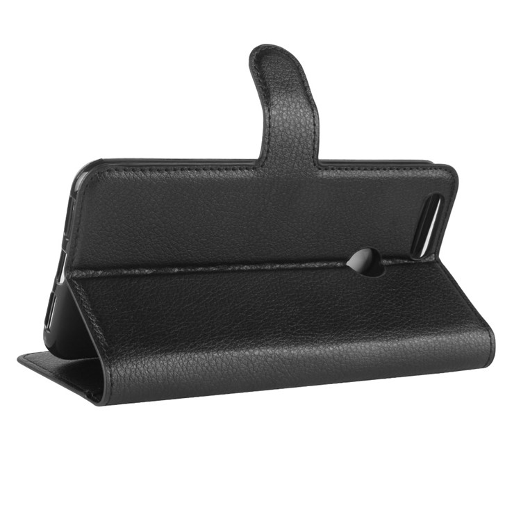 Litchi Grain Wallet Stand Leather Cell Phone Case for Oukitel U20 Plus - Black-5