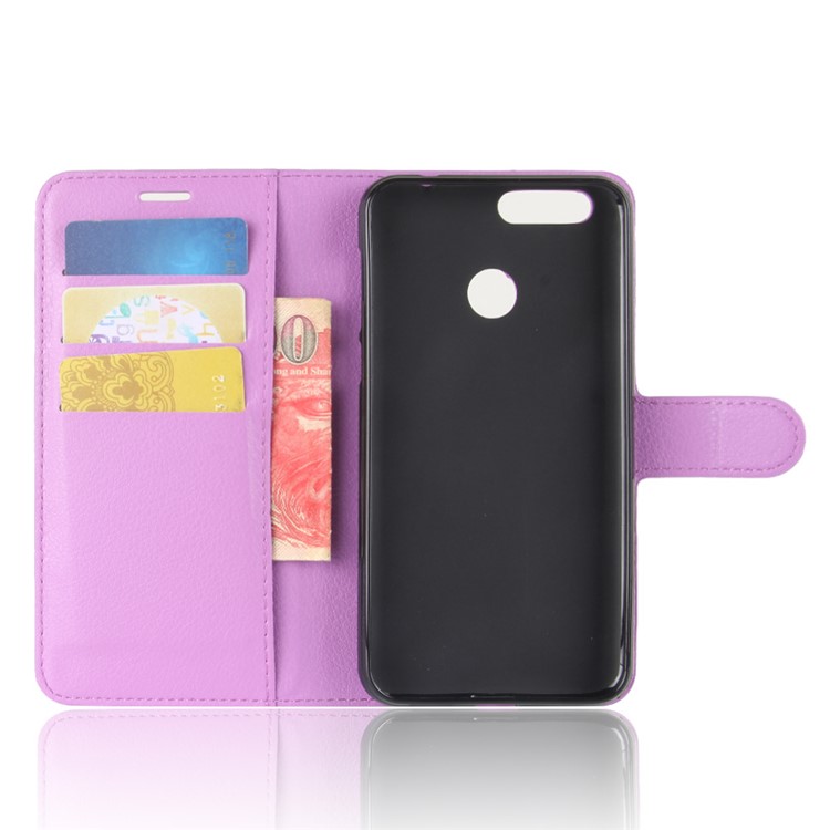 Litchi Grain PU Leather Flip Stand Mobile Shell for Oukitel U20 Plus - Purple-3