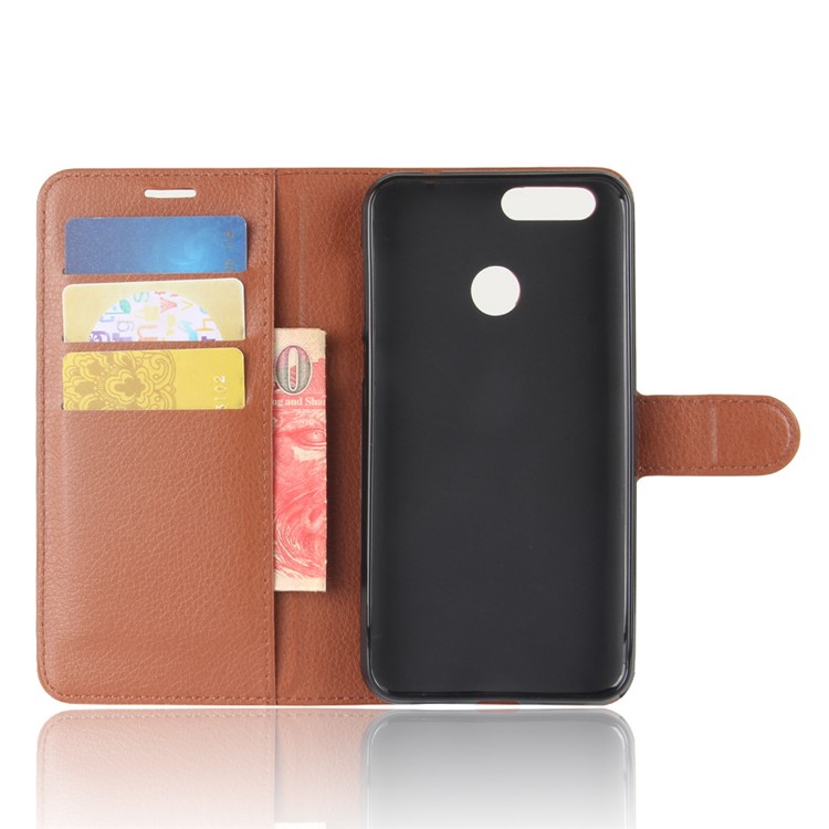 Litchi Grain PU Leather Magnetic Wallet Cover Shell for Oukitel U20 Plus - Brown-3
