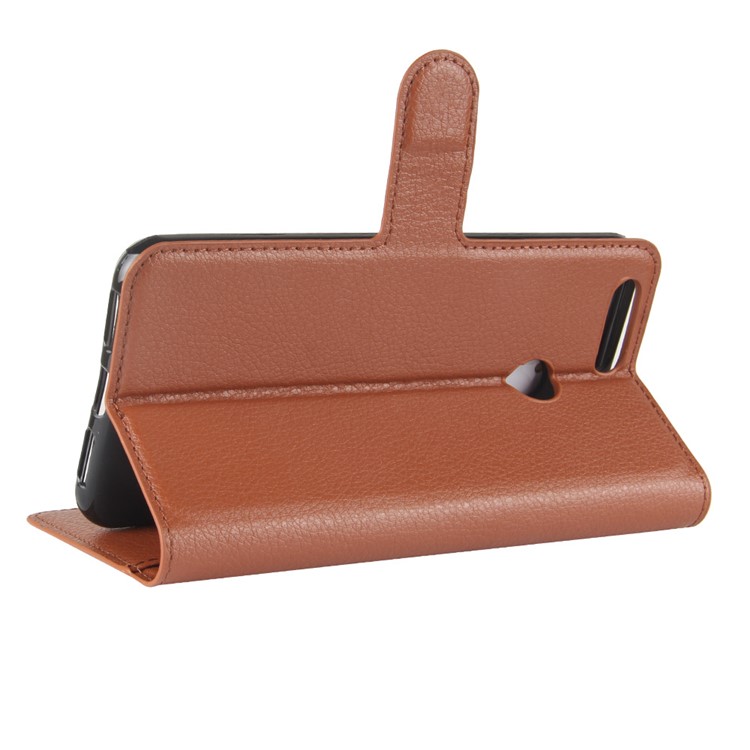 Litchi Grain PU Leather Magnetic Wallet Cover Shell for Oukitel U20 Plus - Brown-5