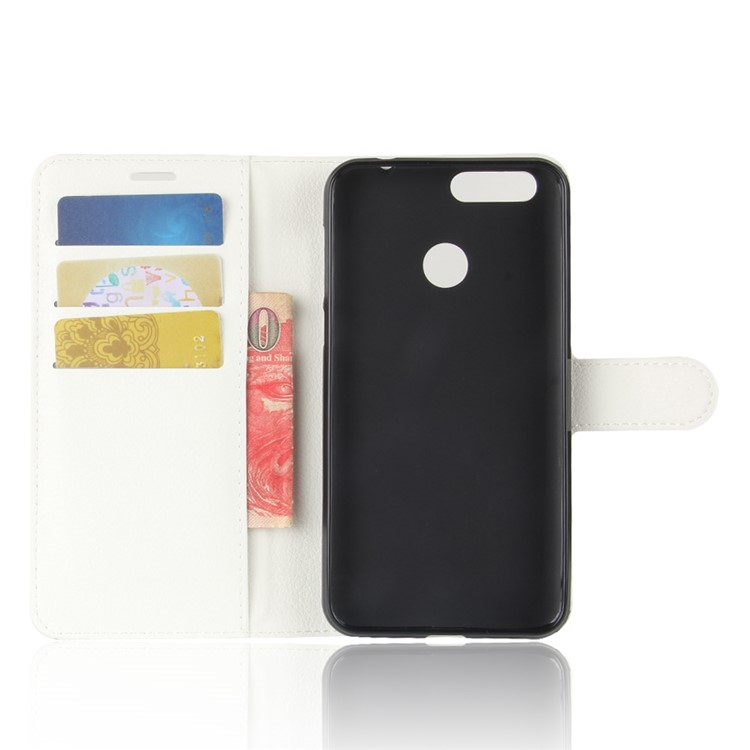 Litchi Skin Wallet Leather Stand Cover for Oukitel U22 - White-3