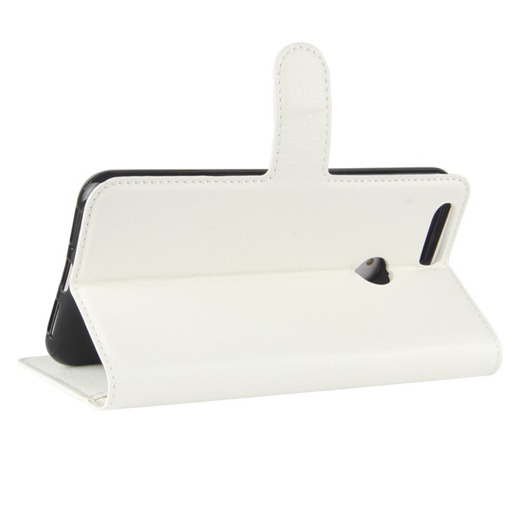 Litchi Skin Wallet Leather Stand Cover for Oukitel U22 - White-5