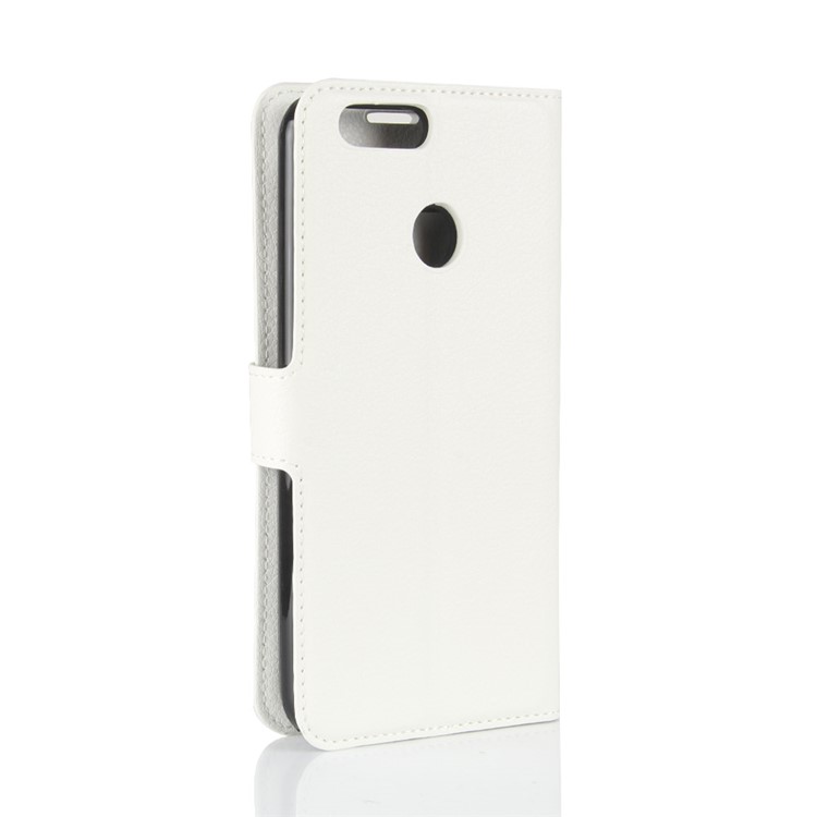 Litchi Skin Wallet Leather Stand Cover for Oukitel U22 - White-6