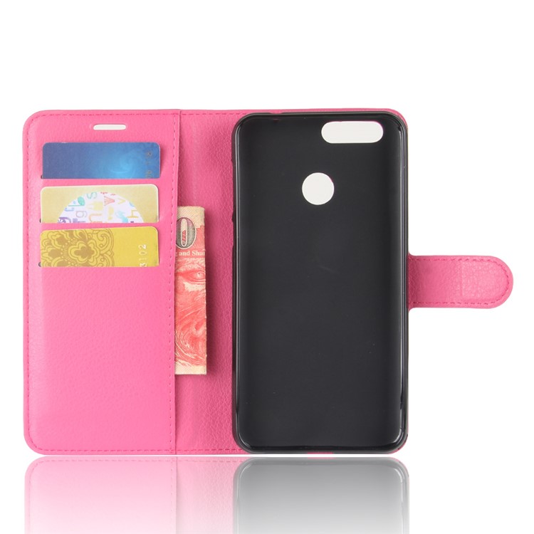 Litchi Skin Magnetic Leather Stand Case for Oukitel U22 - Rose-3