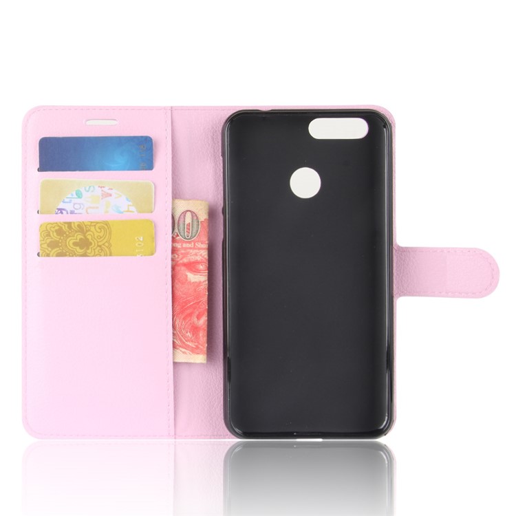 Litchi Skin Magnetic Leather Stand Cover for Oukitel U22 - Pink-3