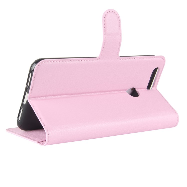 Litchi Skin Magnetic Leather Stand Cover for Oukitel U22 - Pink-5