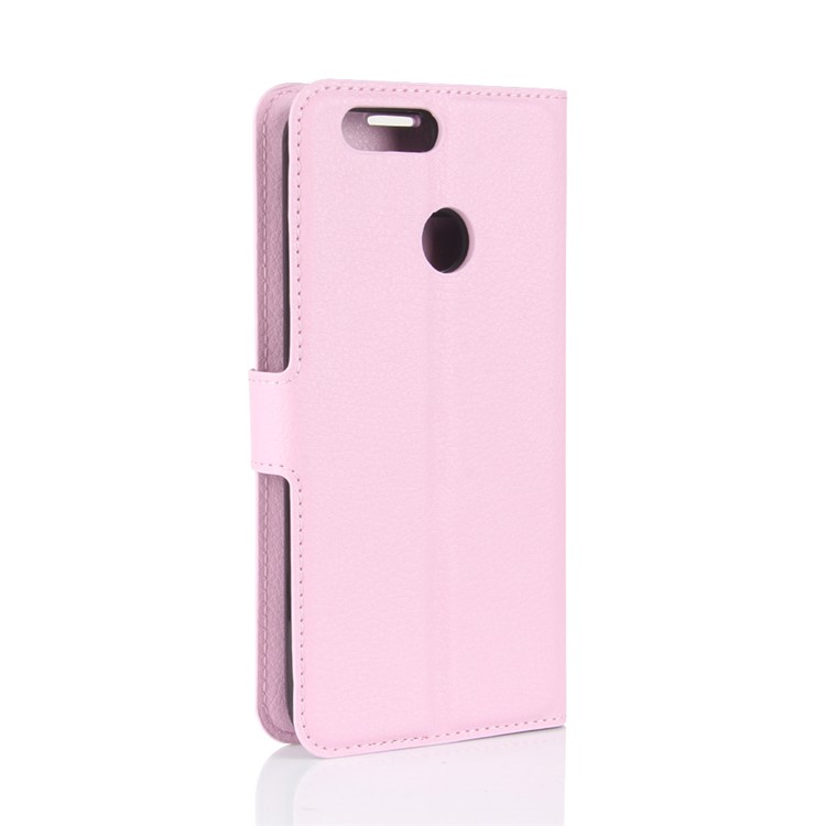 Litchi Skin Magnetic Leather Stand Cover for Oukitel U22 - Pink-6