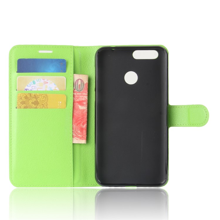 Litchi Skin Wallet Leather Phone Case for Oukitel U22 - Green-3