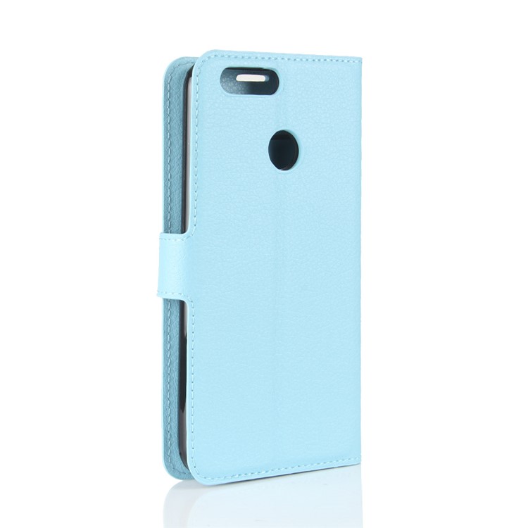 Litchi Skin Leather Stand Case with Card Slots for Oukitel U22 - Baby Blue-6