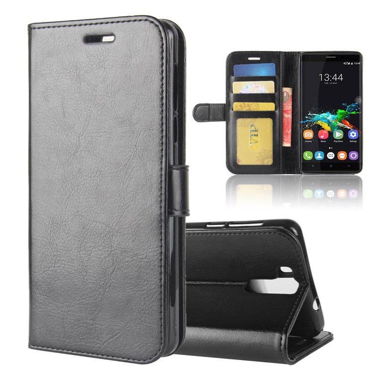 Crazy Horse Texture Wallet Stand Leather Mobile Case for Oukitel K6000 Pro - Black-1