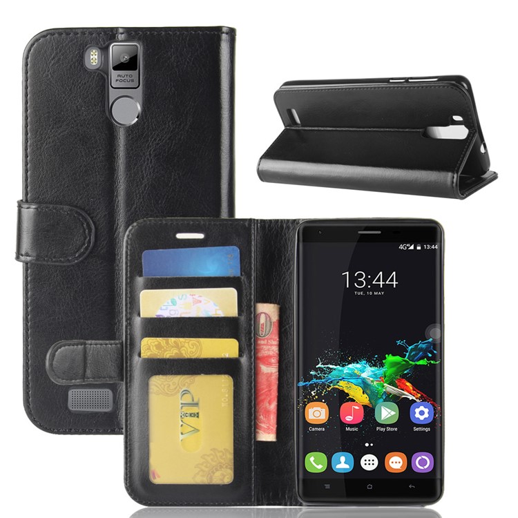 Crazy Horse Texture Wallet Stand Leather Mobile Case for Oukitel K6000 Pro - Black-2