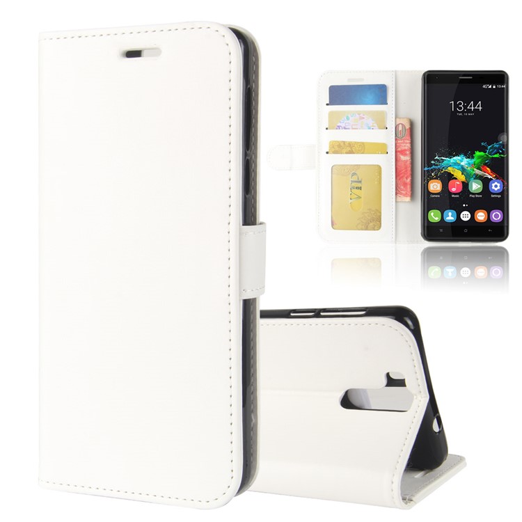 Crazy Horse Texture Wallet Stand Leather Mobile Cover for Oukitel K6000 Pro - White-1