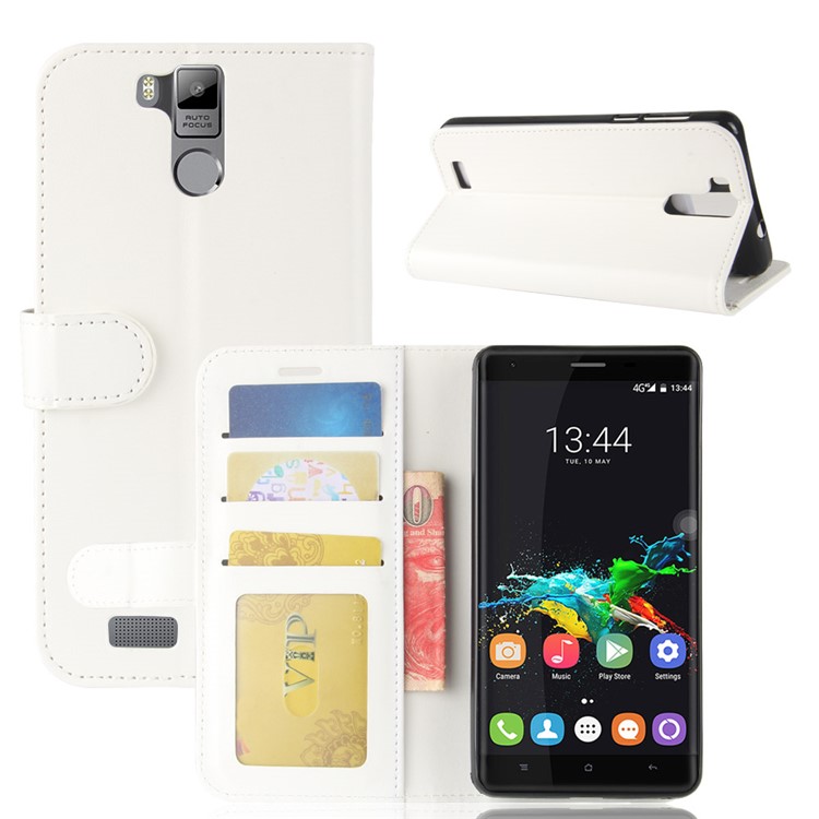 Crazy Horse Texture Wallet Stand Leather Mobile Cover for Oukitel K6000 Pro - White-2