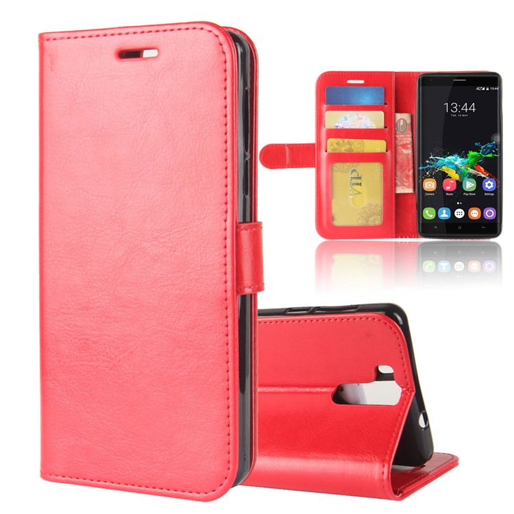 Crazy Horse Texture Wallet Stand Leather Mobile Shell for Oukitel K6000 Pro - Red-1