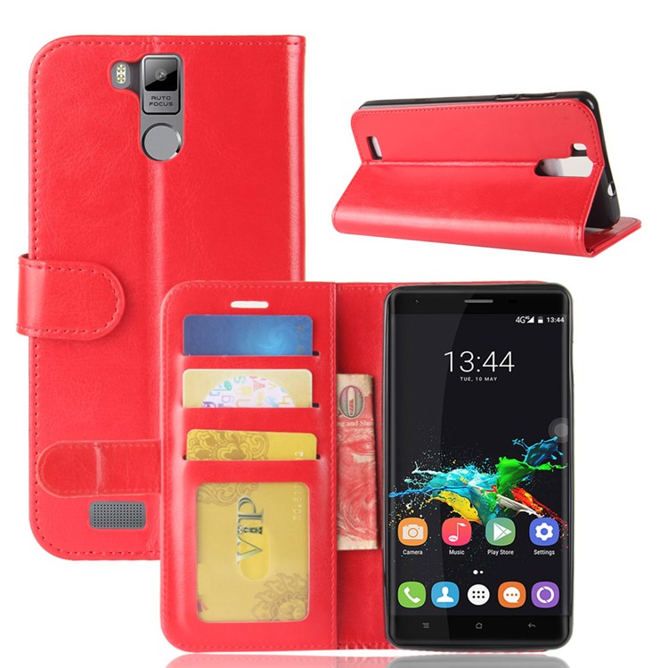 Crazy Horse Texture Wallet Stand Leather Mobile Shell for Oukitel K6000 Pro - Red-2