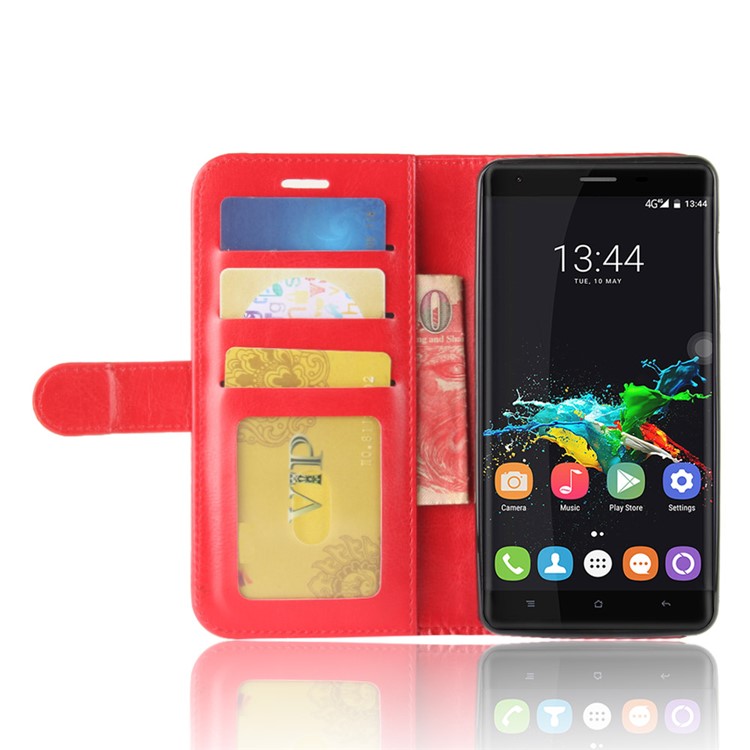 Crazy Horse Texture Wallet Stand Leather Mobile Shell for Oukitel K6000 Pro - Red-6