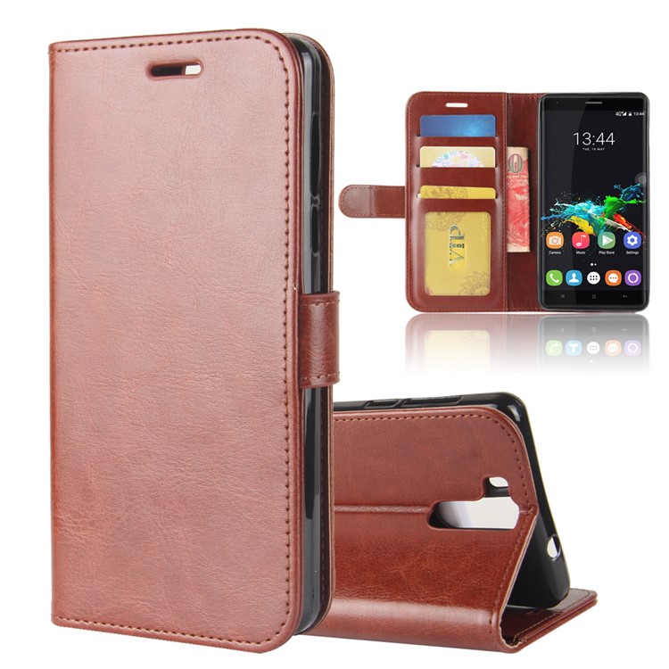 Crazy Horse Texture Wallet Stand Leather Phone Case for Oukitel K6000 Pro - Brown-1