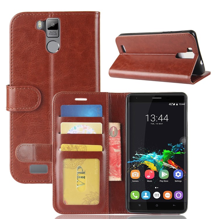 Crazy Horse Texture Wallet Stand Leather Phone Case for Oukitel K6000 Pro - Brown-2