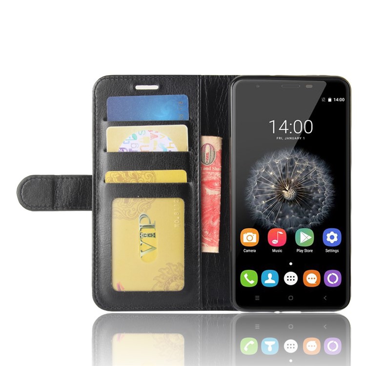 For Oukitel U15 Pro Crazy Horse PU Leather Wallet Stand Phone Casing Cover - Black-6