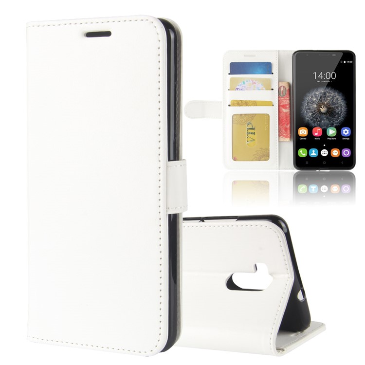 For Oukitel U15 Pro Crazy Horse PU Leather Wallet Stand Phone Casing - White-1