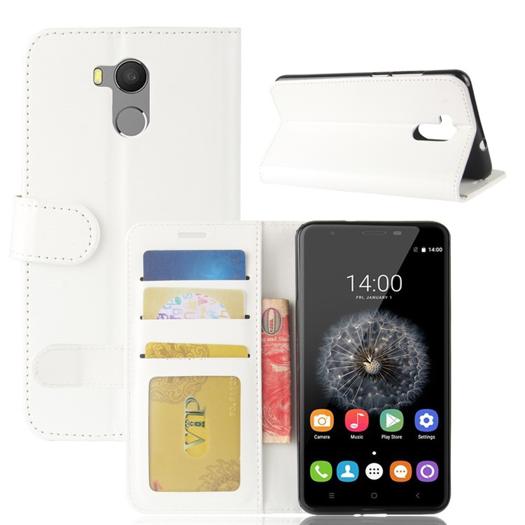 For Oukitel U15 Pro Crazy Horse PU Leather Wallet Stand Phone Casing - White-2