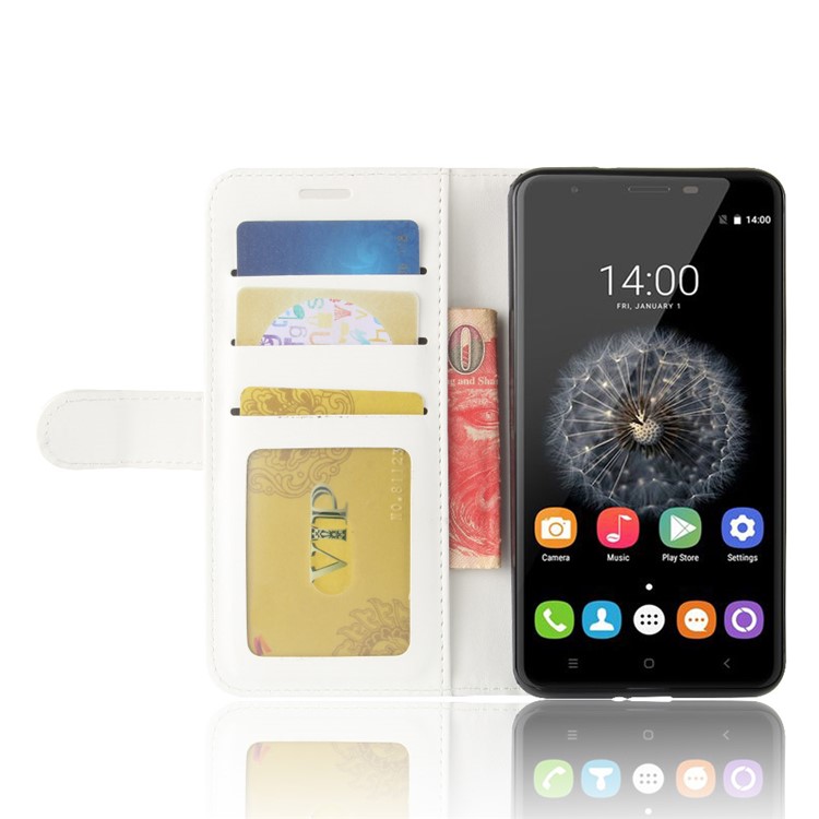 For Oukitel U15 Pro Crazy Horse PU Leather Wallet Stand Phone Casing - White-6