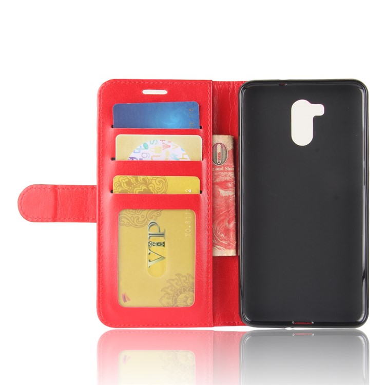 For Oukitel U15 Pro Crazy Horse PU Leather Wallet Stand Phone Cover - Red-5