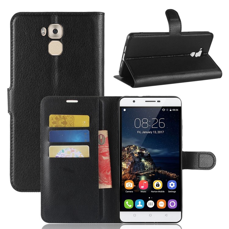 Crazy Horse Leather Wallet Case for Oukitel U16 Max - Black-1