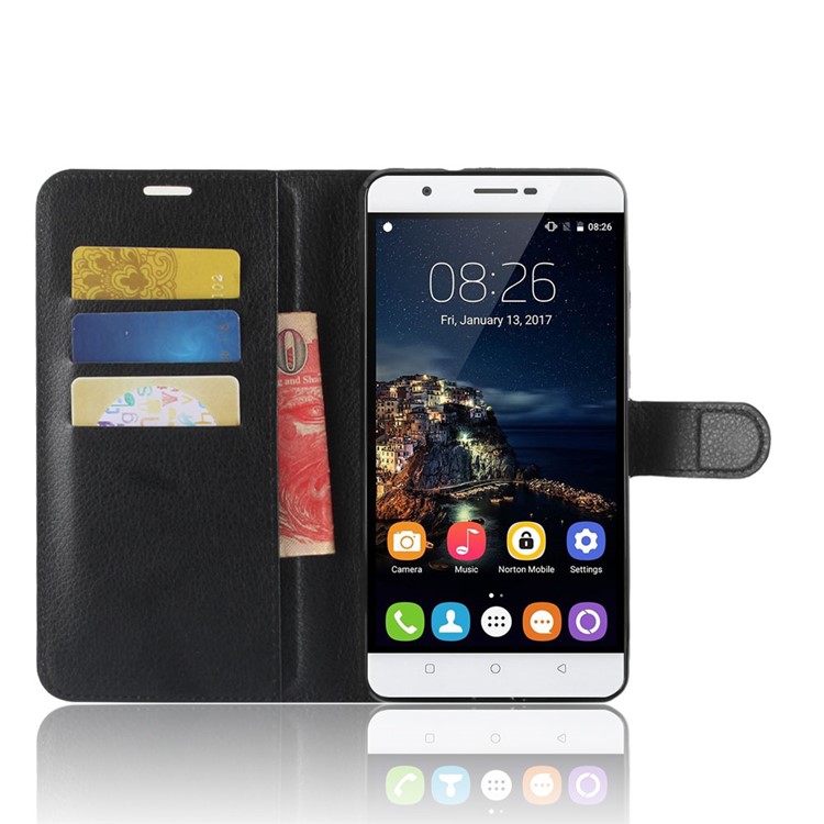 Crazy Horse Leather Wallet Case for Oukitel U16 Max - Black-4