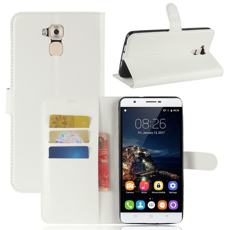 Crazy Horse Leather Wallet Cover for Oukitel U16 Max - White-1
