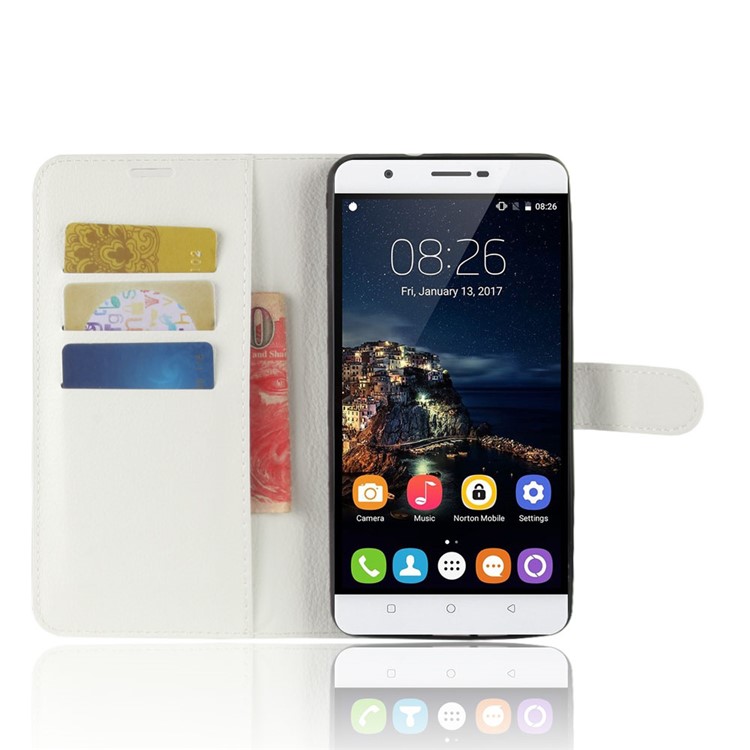 Crazy Horse Leather Wallet Cover for Oukitel U16 Max - White-4