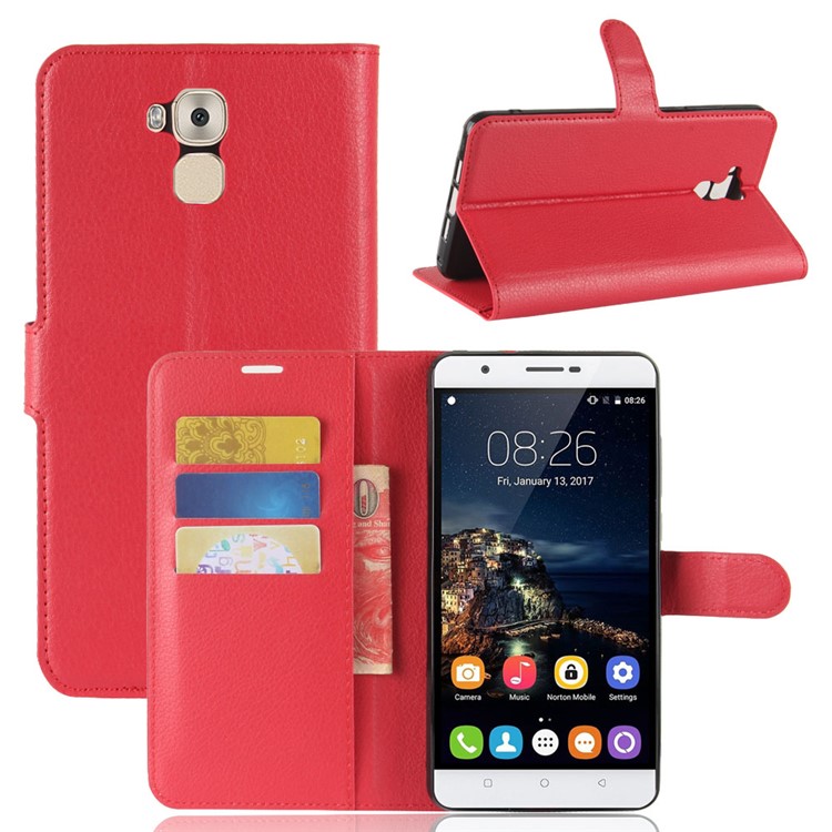 Crazy Horse PU Leather Wallet Case for Oukitel U16 Max - Red-1