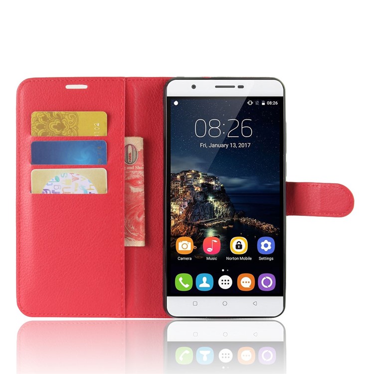Crazy Horse PU Leather Wallet Case for Oukitel U16 Max - Red-4