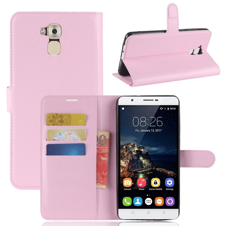 Crazy Horse Wallet Leather Stand Case for Oukitel U16 Max - Pink-1
