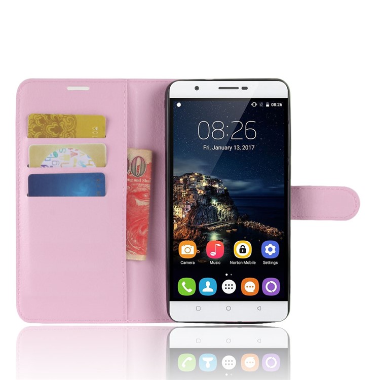 Crazy Horse Wallet Leather Stand Case for Oukitel U16 Max - Pink-4